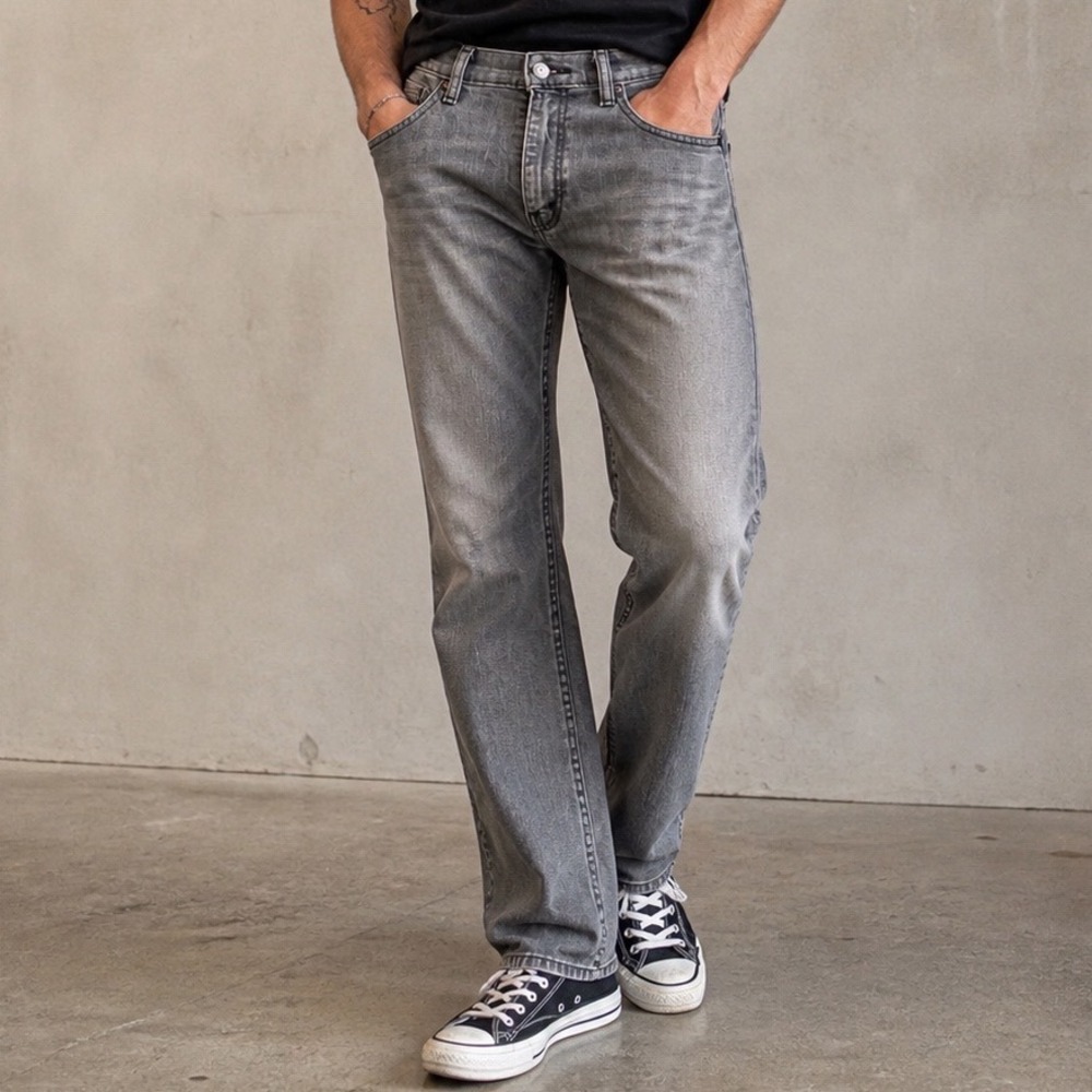 Levi's 514 Straight Fit Grey Wash Denim Jeans Classic Casual Mens Pants Sz 36x34